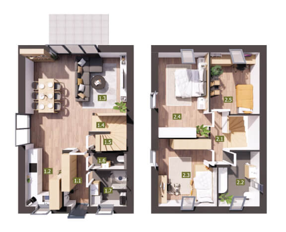 Typový dům 4+kk - detailní pohled na exteriér